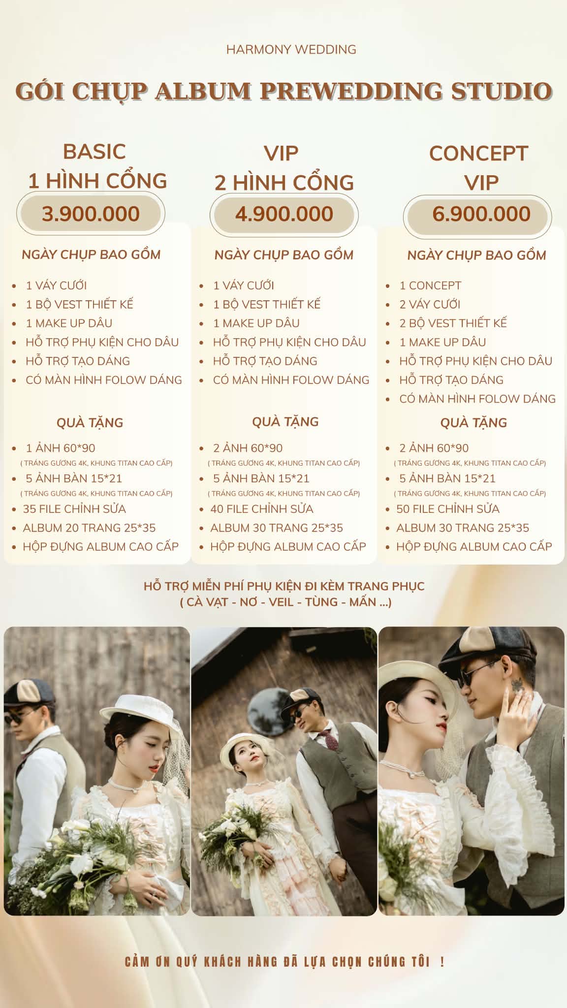 Gói chụp album cưới pre-wedding tại Studio - Harmony Wedding