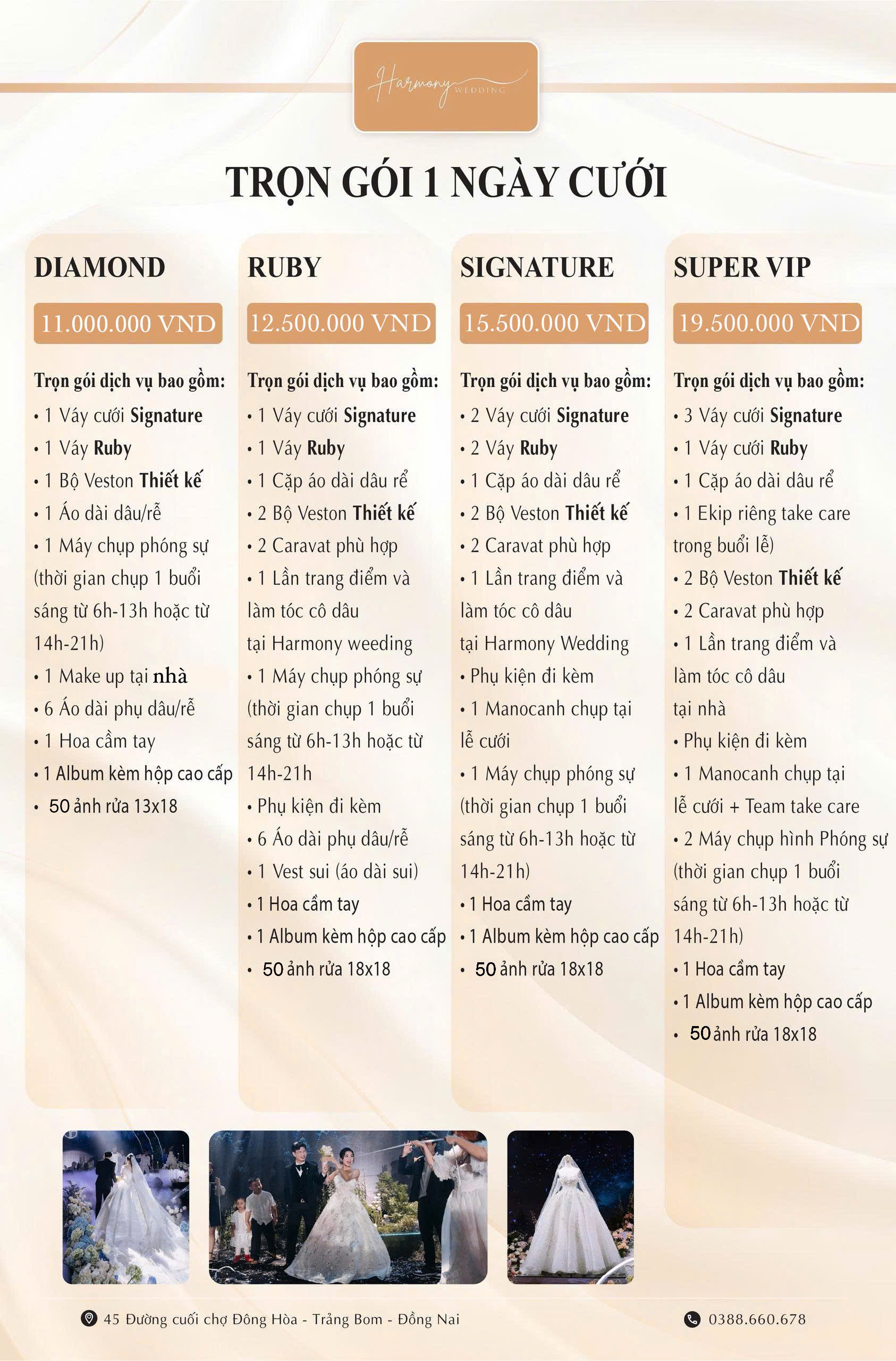 Bảng giá dịch vụ Harmony Wedding - Trang 3