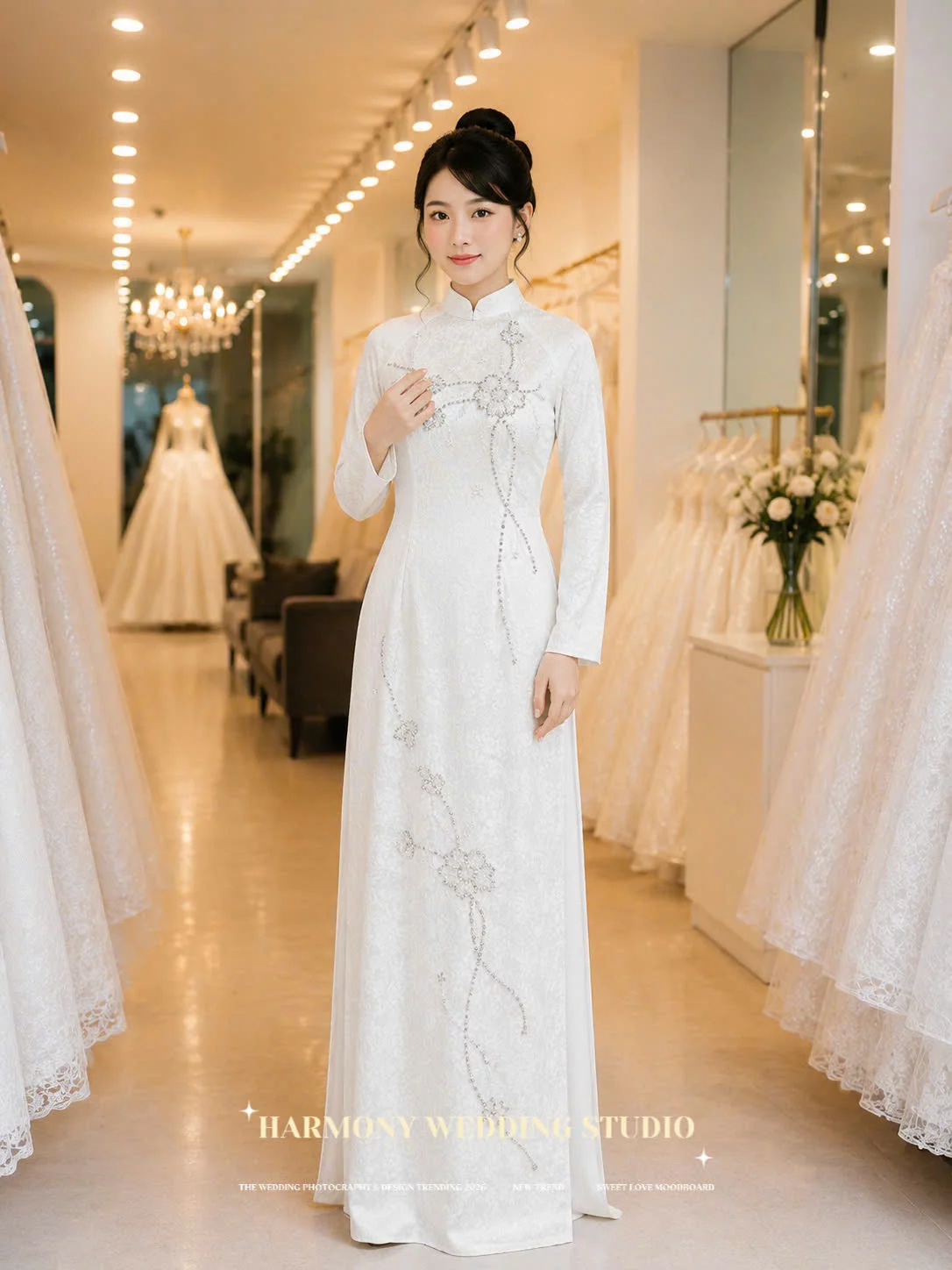Mẫu áo dài thiết kế cao cấp Harmony Wedding - Hình 2