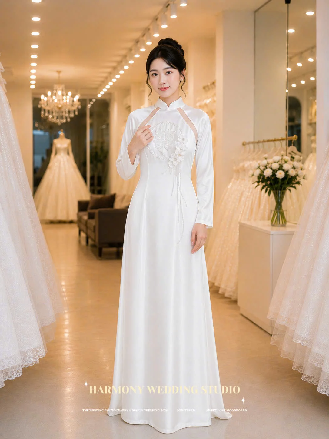 Mẫu áo dài thiết kế cao cấp Harmony Wedding - Hình 3