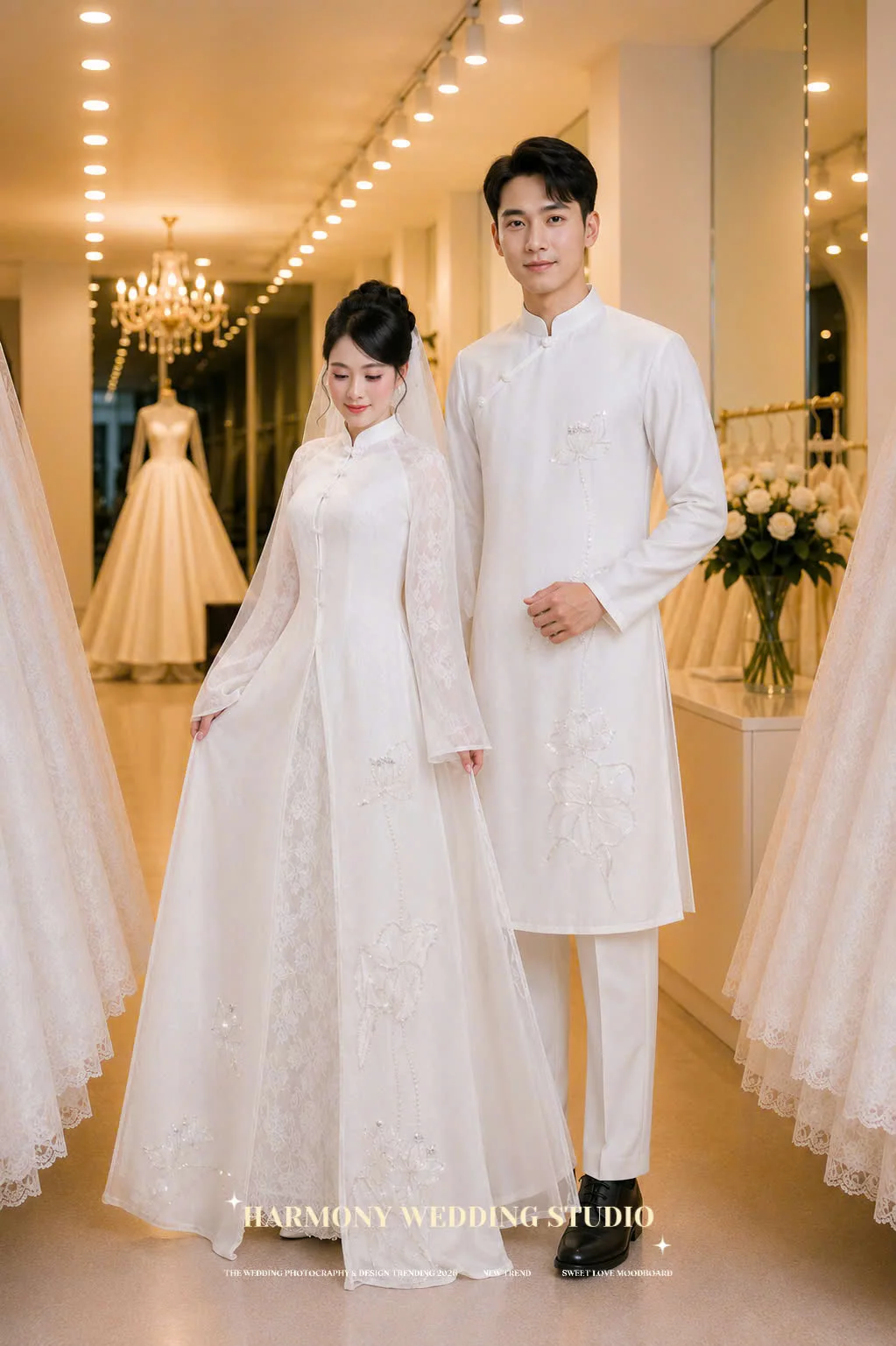 Mẫu áo dài thiết kế cao cấp Harmony Wedding - Hình 6