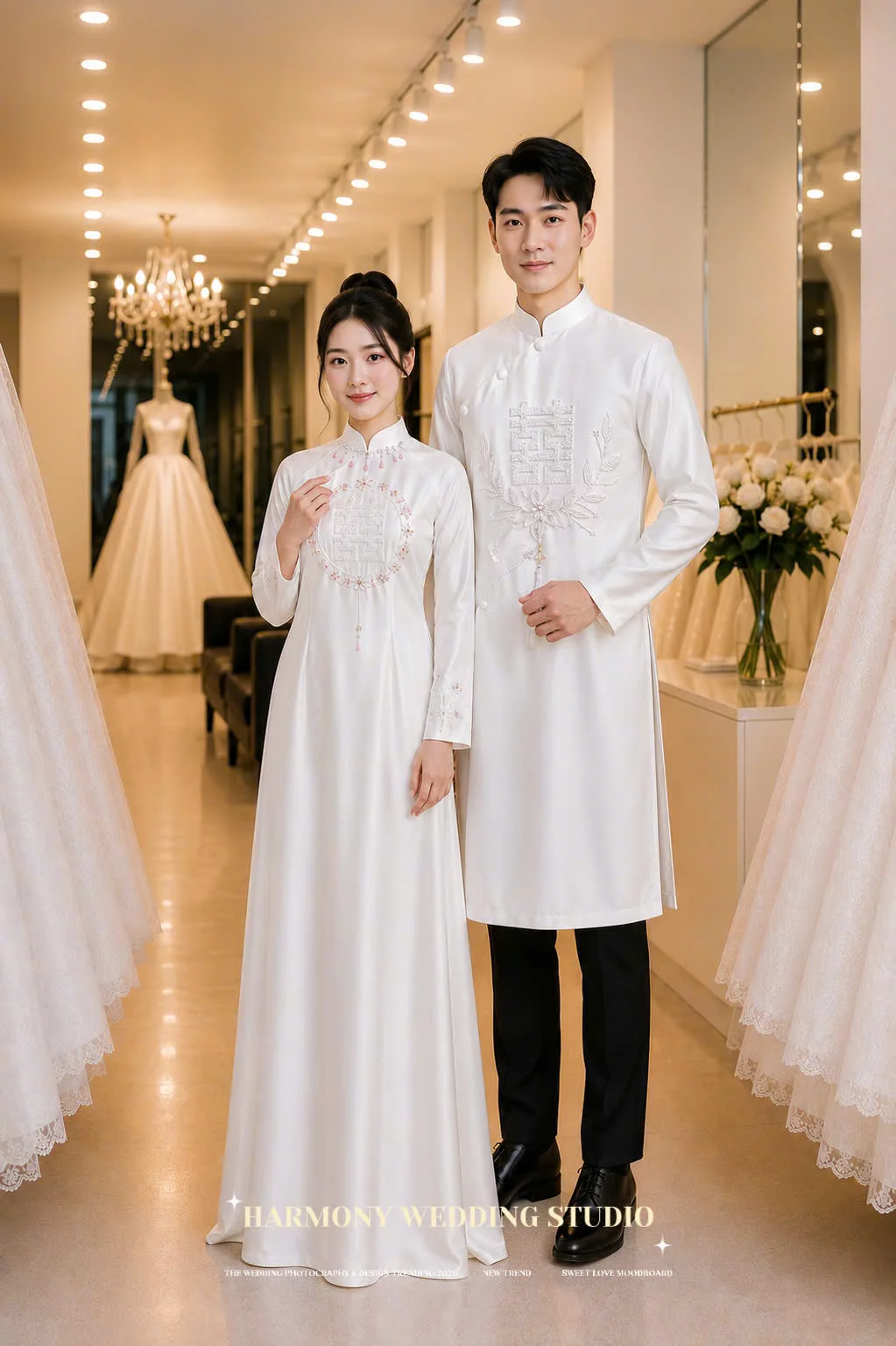 Mẫu áo dài thiết kế cao cấp Harmony Wedding - Hình 7