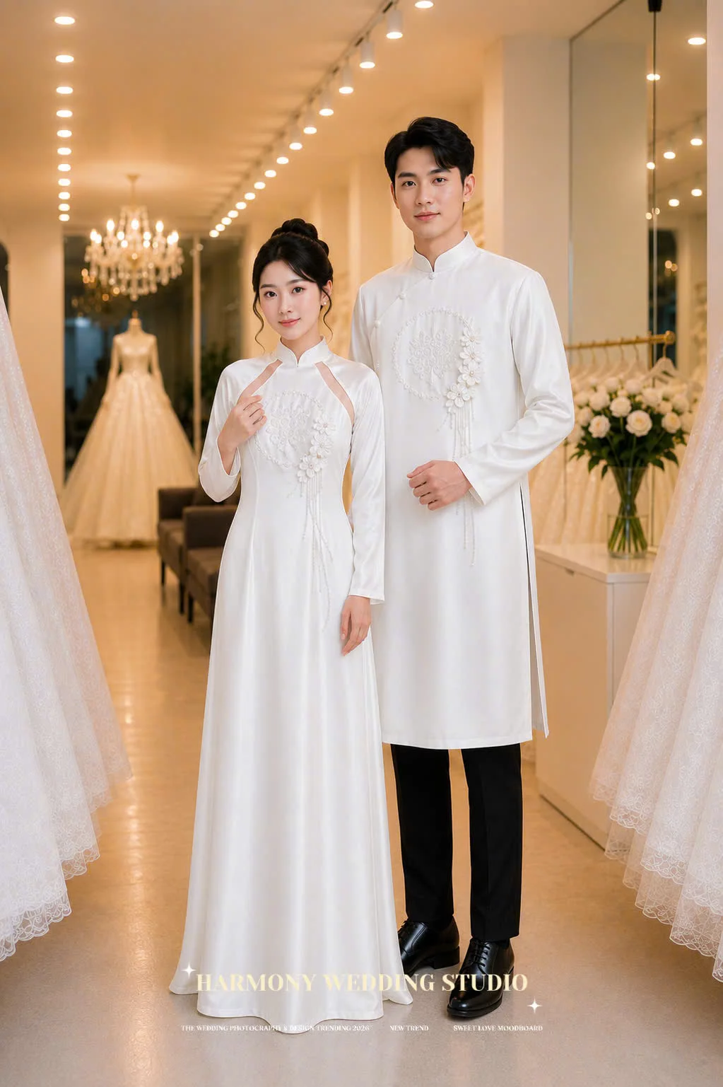 Mẫu áo dài thiết kế cao cấp Harmony Wedding - Hình 8