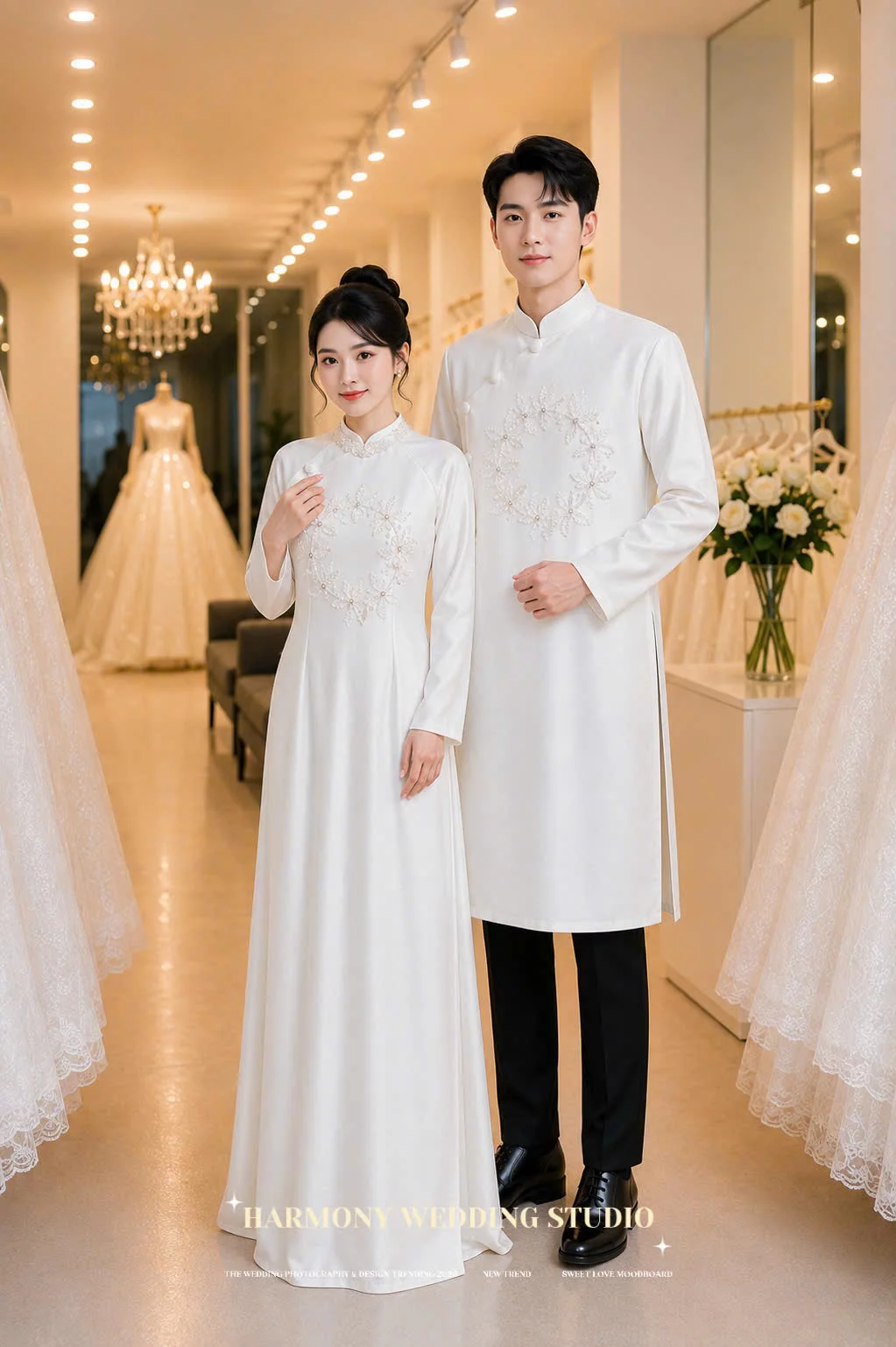 Mẫu áo dài thiết kế cao cấp Harmony Wedding - Hình 9