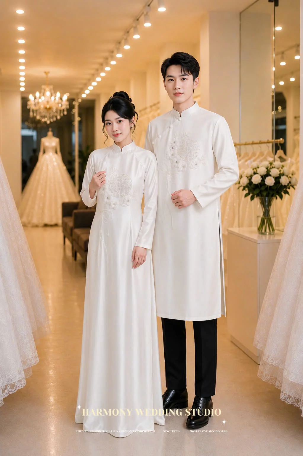 Mẫu áo dài thiết kế cao cấp Harmony Wedding - Hình 10