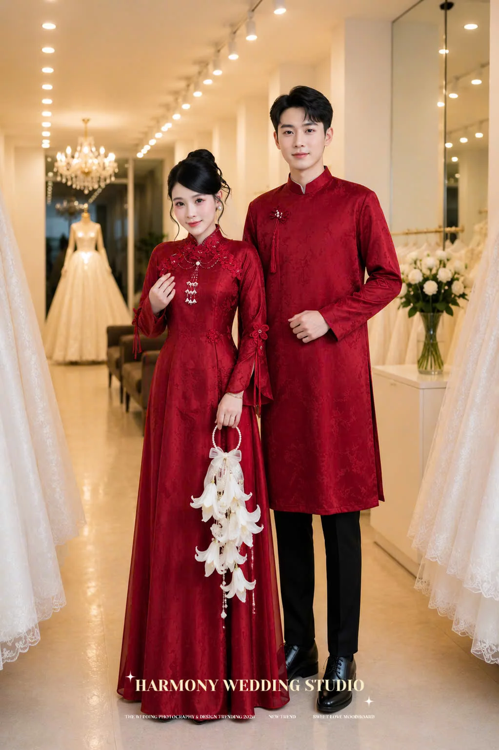 Mẫu áo dài thiết kế cao cấp Harmony Wedding - Hình 11