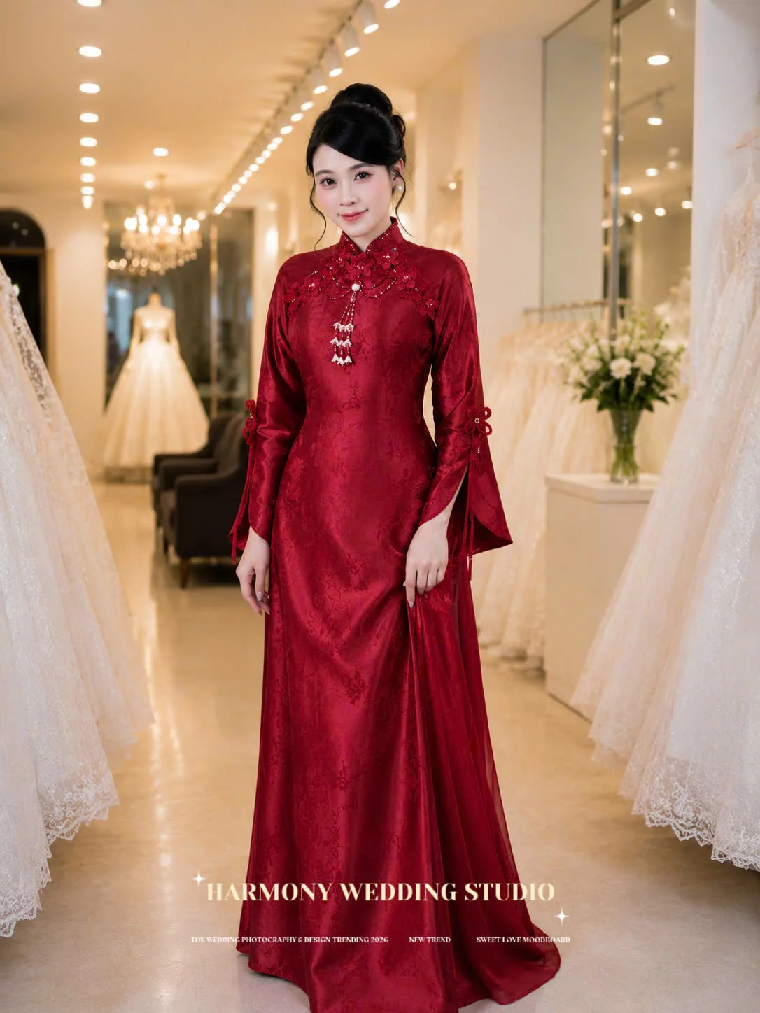 Mẫu áo dài thiết kế cao cấp Harmony Wedding - Hình 17
