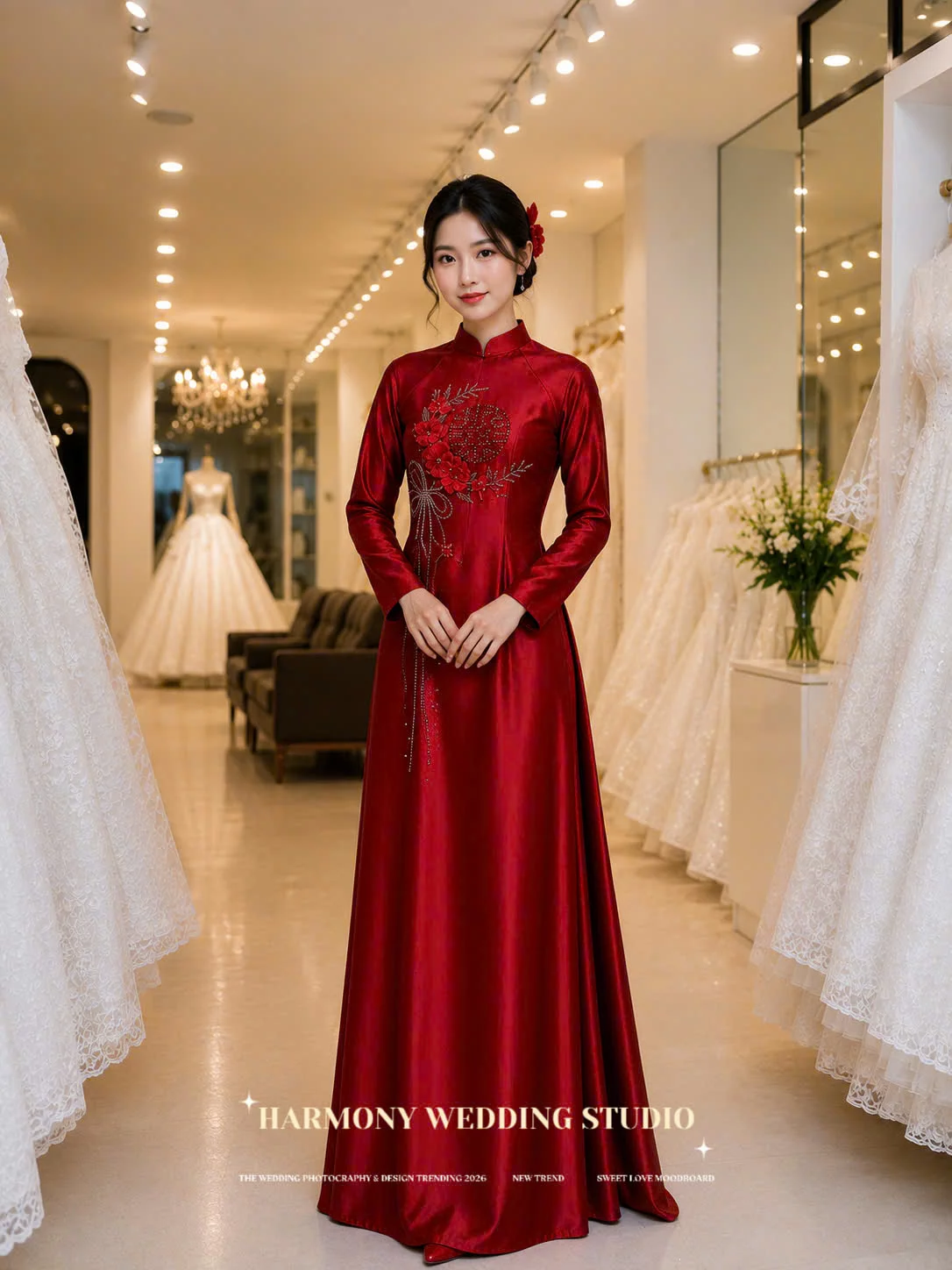 Mẫu áo dài thiết kế cao cấp Harmony Wedding - Hình 19