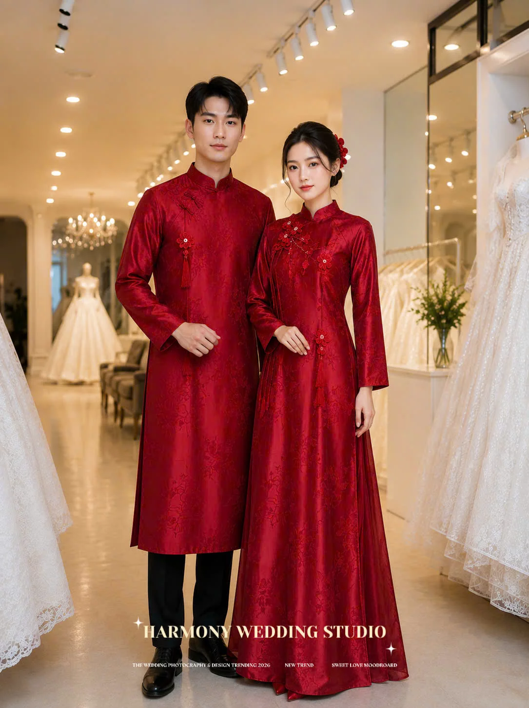 Mẫu áo dài thiết kế cao cấp Harmony Wedding - Hình 21